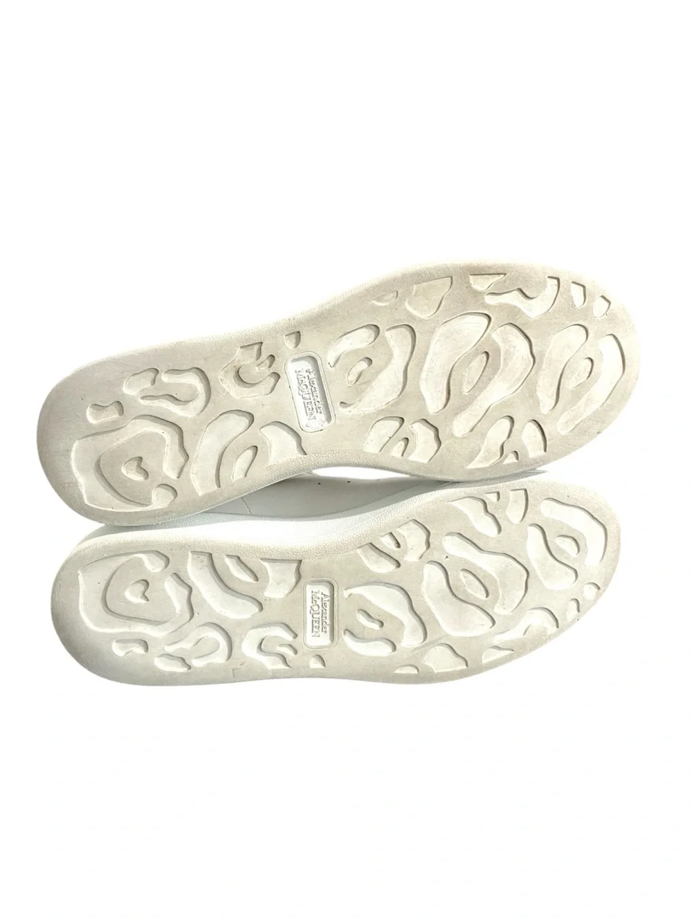 Alexander McQueen White Leather Sneakers with Black Heel Tab